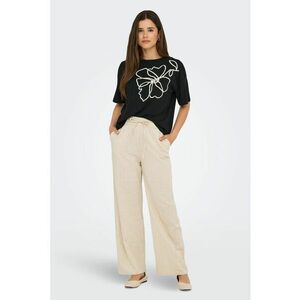 Pantaloni cu buzunare laterale si snur in talie - Bej deschis imagine