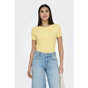 Tricou crop din amestec de bumbac organic - Galben pal imagine