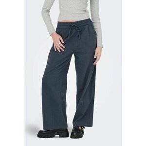 Pantaloni cu buzunare laterale si snur in talie - Bleumarin imagine