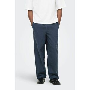 Pantaloni drepti cu snur - Bleumarin imagine