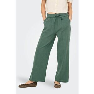 Pantaloni cu buzunare laterale si snur in talie - Verde feriga imagine