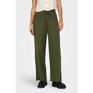 Pantaloni cu buzunare laterale si snur in talie - Verde masliniu imagine