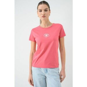 Tricou de bumbac cu decolteu la baza gatului - Fucsia imagine