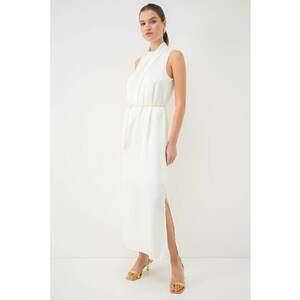 Rochie maxi fara maneci cu lant in talie - Galben pal imagine