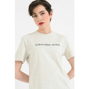 Tricou de bumbac cu logo - Bej melange imagine