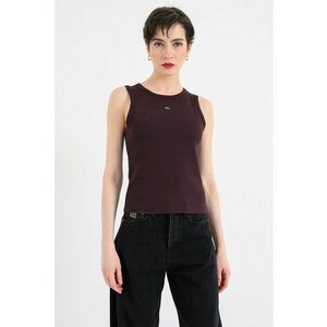 Top slim fit cu decolteu racerback - Maro inchis imagine