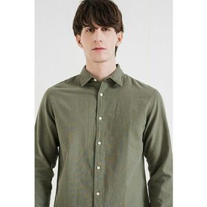 Camasa regular-fit din amestec de in - Verde inchis imagine