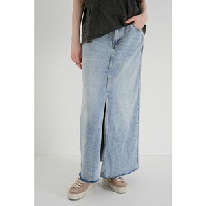 Fusta maxi din denim cu slit - Albastru melange imagine