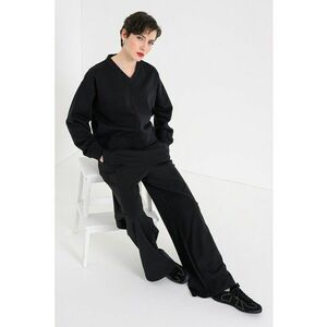 Bluza de trening cu decolteu in V - Negru imagine