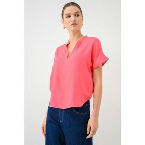 Bluza cu decolteu in V si maneci scurte - Fucsia imagine