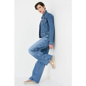 Jacheta crop de denim - Albastru melange imagine
