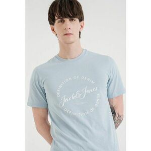Tricou de bumbac cu imprimeu logo - Alb optic/Albastru glaciar imagine