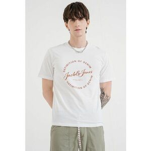 Tricou de bumbac cu imprimeu logo - Caramiziu/Alb optic imagine