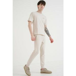 Set de tricou din bumbac organic si pantaloni de trening - Bej imagine
