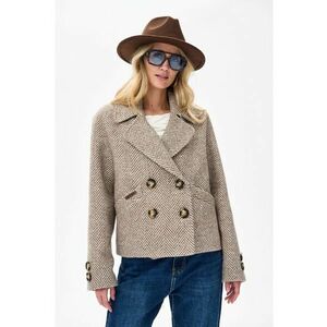 Palton scurt din emestec de lana cu model herringbone imagine