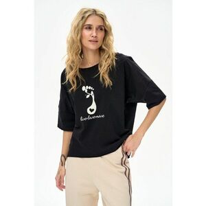Tricou negru cu maneci medii Lim imagine