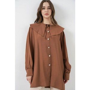 Bluza dama - lunga - lejera - maro - textil imagine
