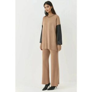 Pulover dama - Piele ecologica - Maro camel - One Size imagine