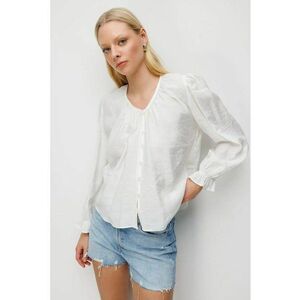 Bluza dama - texturata - guler rotund - nasturi - Natural Ivoire - textil imagine