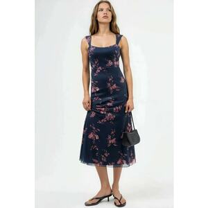 Rochie Midi - Florala cu Guler Inima - Multicolor - Jerseu imagine