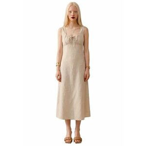 Rochie Midi - bej natural - in imagine