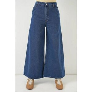 Blugi dama - talie inalta - picior larg - albastru - denim imagine