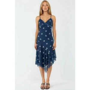 Rochie Maxi Bodycon Imprimeu - Albastru marin - Dantela - Jerseu imagine