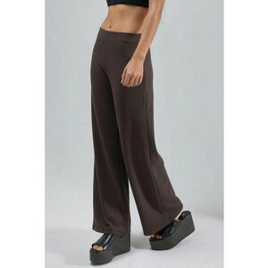 Pantaloni dama - drepti - talie elastica - maro nuc - textil imagine