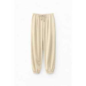 Pantaloni dama - texturati - snur talie - poliester - bej imagine