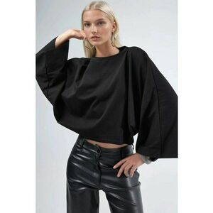 Bluza dama croiala lejera - decolteu barca - negru - jerseu imagine