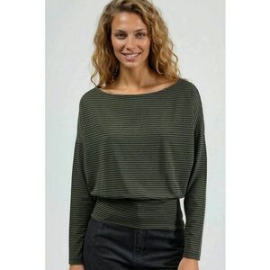 Bluza dama decolteu barca - elastic - verde kaki - jerseu imagine
