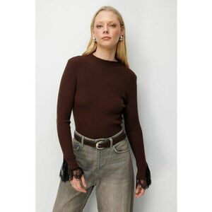 Pulover tricotat - slim fit - maro - One Size imagine