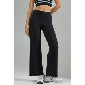 Pantaloni dama - talie inalta - croiala dreapta - negru - textil imagine