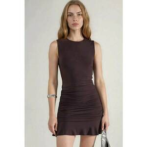 Rochie Mini Bodycon volane - maro - jerseu imagine