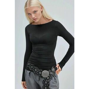 Bluza dama decolteu barca - maneci lungi - negru - jerseu imagine