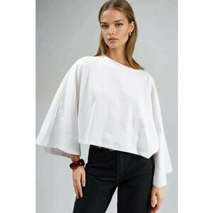 Bluza dama - decolteu barca - lejera - alba - jerseu imagine