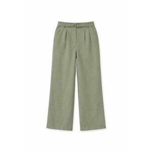 Pantaloni dama - talie inalta - picior larg - kaki - poliester imagine