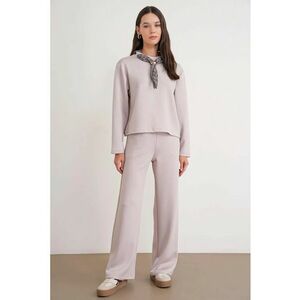 Trening lifestyle dama bluza si pantaloni - bej natural - 100% poliester imagine
