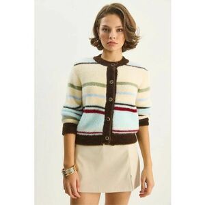 Cardigan Femei cu nasturi - multicolor - tricot - imagine