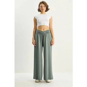 Pantaloni dama - Palazzo cu talie arcuita - verde menta - textil imagine