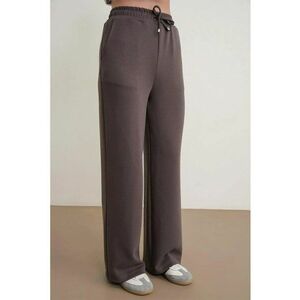 Pantaloni dama - drepti - talie inalta - maro - poliester imagine